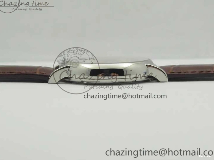 MIROTIME 0517 Portofino Automatic SS TWF 1:1 Best Edition Silver Dial Gold Markers on Brown Leather Strap A Bright 7203